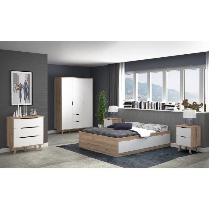 FINLANDEK VANKKA Cómoda Cajonera Escandinava, 3 Cajones, Roble y Blanco Mate, Patas Madera Maciza, 80x42x86 cm 4 FINLANDEK VANKKA Cómoda Cajonera Escandinava, 3 Cajones, Roble y Blanco Mate, Patas Madera Maciza, 80x42x86 cm 4