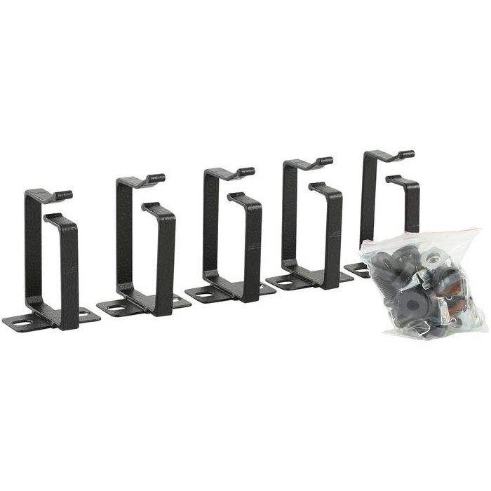 Lanview Set Ganchos Organizador de Cables Aluminio 19 Pulgadas 1U 2U 44x60mm 5 Piezas Negro RAL 9005 para Armario Rack