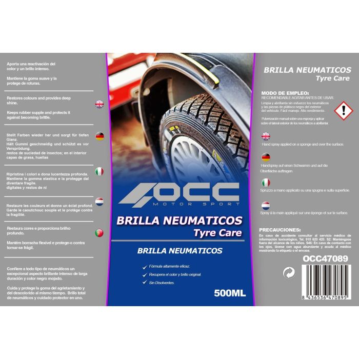 Abrillantador de Neumáticos OCC Motorsport OCC47089 (500 ml) 1 Abrillantador de Neumáticos OCC Motorsport OCC47089 (500 ml) 1