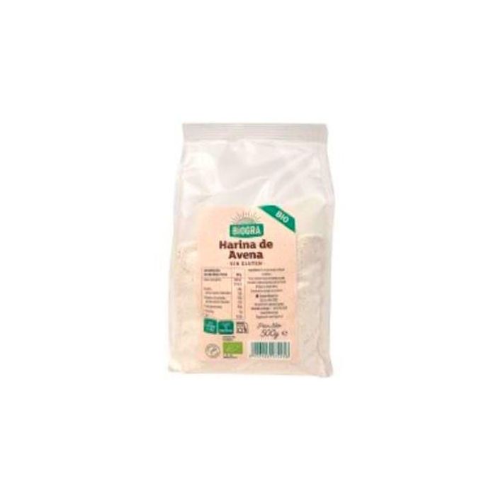 BIOGRA Harina de Avena Bio Vegan Sin Gluten 500 Gr para Crepes, Pasteles y Pan
