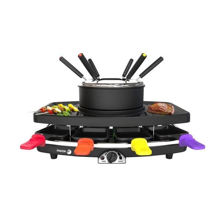 FAGOR - FG816 Combinación de limpiaparabrisas 3 en 1 + fondue + parrilla - 1100W - 1.5L de capacidad - 8 poones + 6 selecciones de fondue 1 FAGOR - FG816 Combinación de limpiaparabrisas 3 en 1 + fondue + parrilla - 1100W - 1.5L de capacidad - 8 poones + 6 selecciones de fondue 1