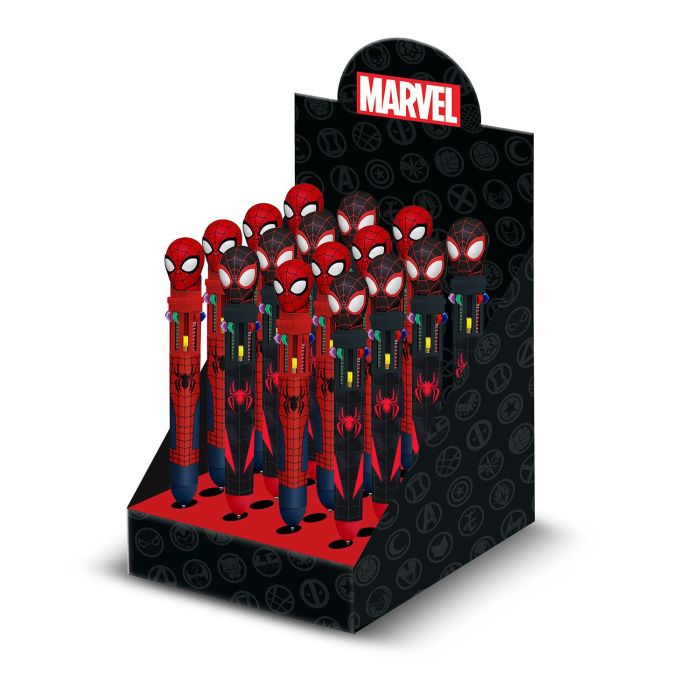 Marvel Spiderman Expositor 24 Unidades Artículos Escritura Diseño Peter Parker Rojo Cartón ABS Plástico