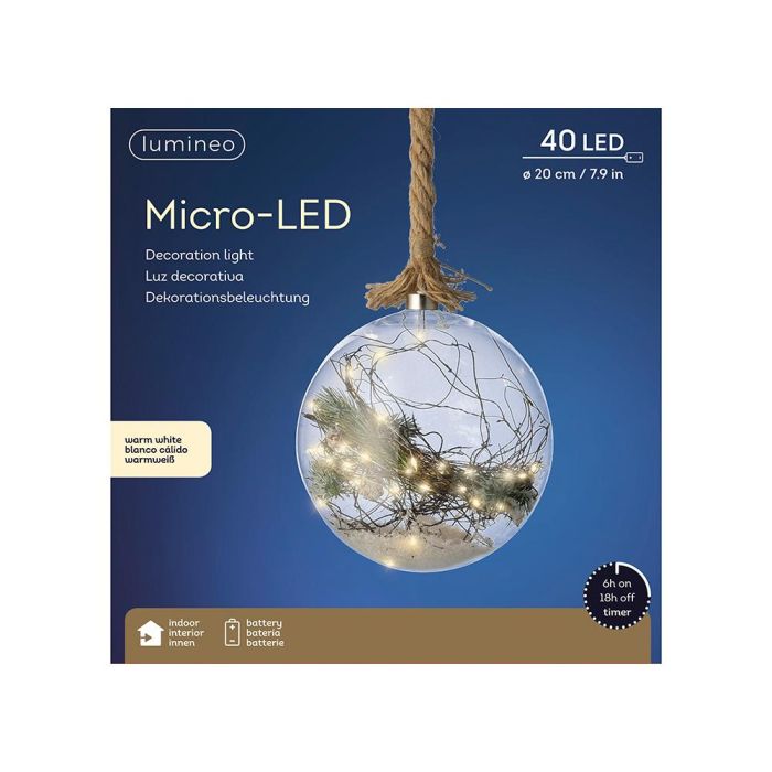 Bombilla cristal 40 microleds con cuerda luz blanco calido 40 lm ø20x80cm 1