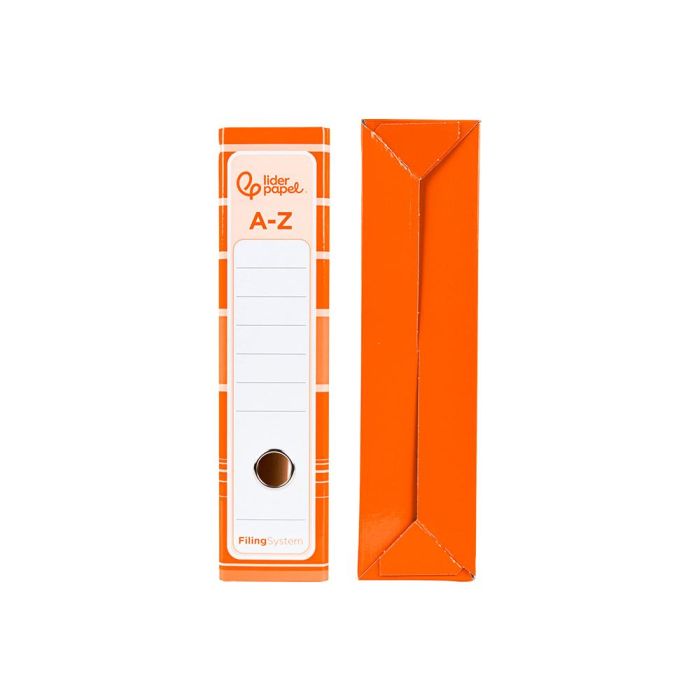 Archivador De Palanca Liderpap El A4 Filing System Forrado Sin Rado Lomo 80 mm Naranja Con Caja Y Compresor Metalico 5