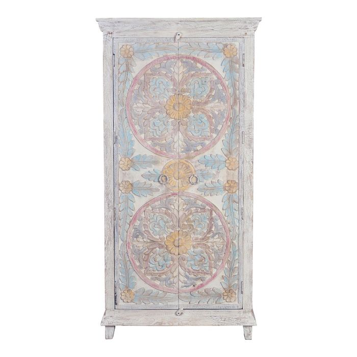 Giner y Colomer Armario Madera Mango 180 cm Blanco Envejecido y Detalles Multicolor 1 Giner y Colomer Armario Madera Mango 180 cm Blanco Envejecido y Detalles Multicolor 1