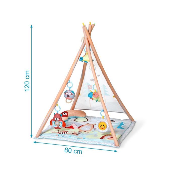 Teepee-Manta de Actividades Bosque 2 en 1 para Bebés +2 meses con Almohada y 5 Juguetes Sensoriales (peluches, espejos, mordedores) 5