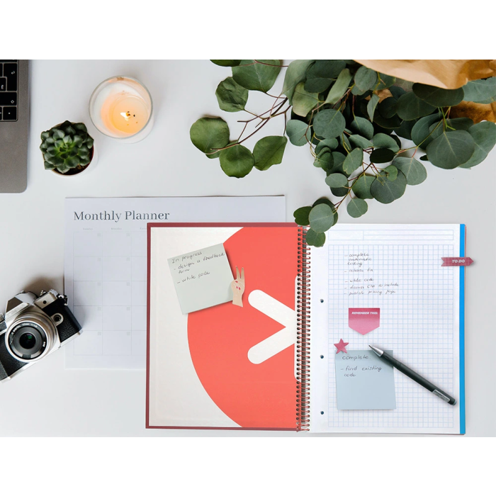 Antartik Cuaderno espiral micro a4 tapa forrada 120h cuadro 5mm 5 bandas 4 taladros color frambuesa 10