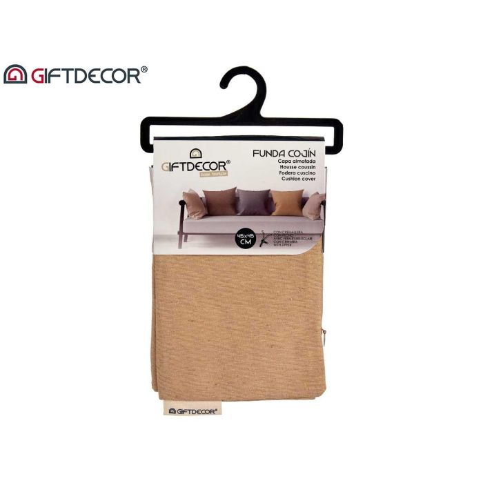 Funda Cojin Cremallera 45X45Cm Beige Giftdecor (24 Unidades) 2 Funda Cojin Cremallera 45X45Cm Beige Giftdecor (24 Unidades) 2