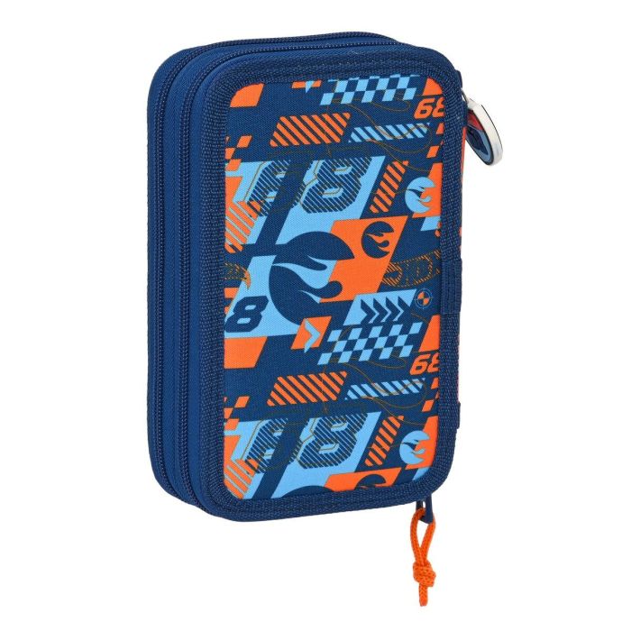 Estuche Escolar con Accesorios Hot Wheels Speed club Naranja Azul marino 12.5 x 19.5 x 4 cm (28 piezas) 2