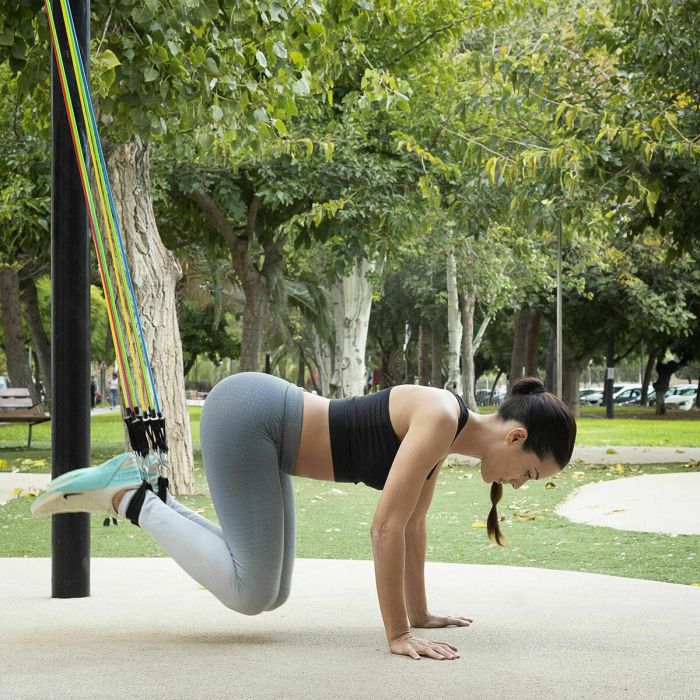 Pack Tabla de Flexiones Push-Up y Set de Bandas de Resistencia con Accesorios y Guía de Ejercicios InnovaGoods 40
