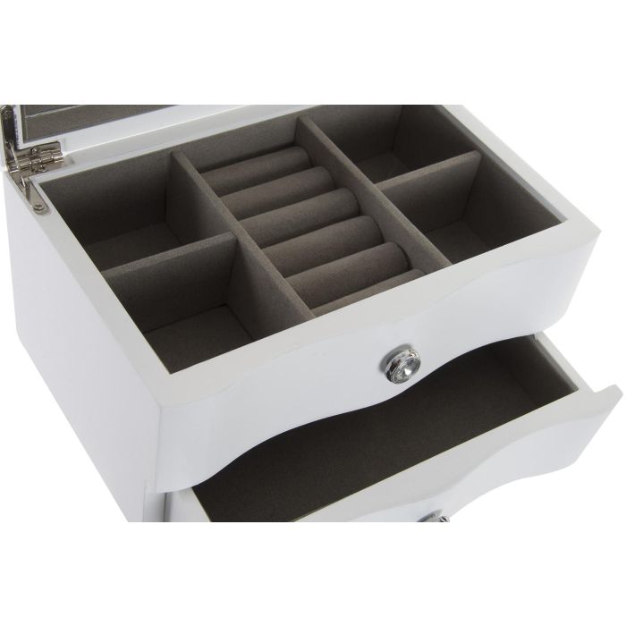 DKD Home Decor Joyero Romántico Blanco y Gris de Mdf y Terciopelo con Espejo y 1 Cajón 20x14x12 cm Pack de 2 Unidades 1 DKD Home Decor Joyero Romántico Blanco y Gris de Mdf y Terciopelo con Espejo y 1 Cajón 20x14x12 cm Pack de 2 Unidades 1