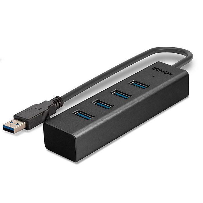 Lindy Concentrador USB 3.0 de 4 puertos SuperSpeed 5Gbps USB Tipo A Alimentado por Bus Retrocompatible con USB 2.0/1.1 Cable Integrado 4 Lindy Concentrador USB 3.0 de 4 puertos SuperSpeed 5Gbps USB Tipo A Alimentado por Bus Retrocompatible con USB 2.0/1.1 Cable Integrado 4