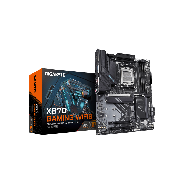 GIGABYTE X870 GAMING WIFI6 Placa Base - Compatible con CPUs AMD Ryzen 9000, VRM de 8+2+2 fases, hasta 8000MHz DDR5 (OC), 1x PCIe 5.0 + 3x M.2, Wi-Fi 6, 2.5GbE LAN, USB 3.2 Gen 2x2