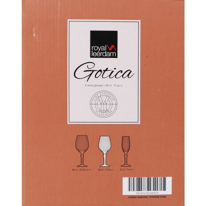 Royal Leerdam Set de 6 Copas de Vino Gótica de 50 cl – Diámetro 6.5 cm, Altura 23 cm 4