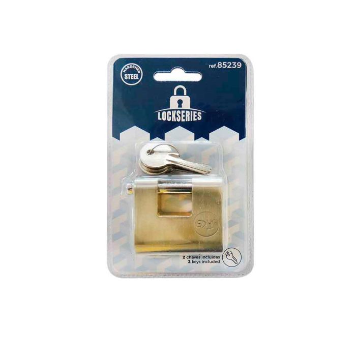 Edm Candado de latón reforzado de seguridad 50 x 47 x 20 mm, dorado/cromado, 3 llaves (silca var3 - jma -9d) 1