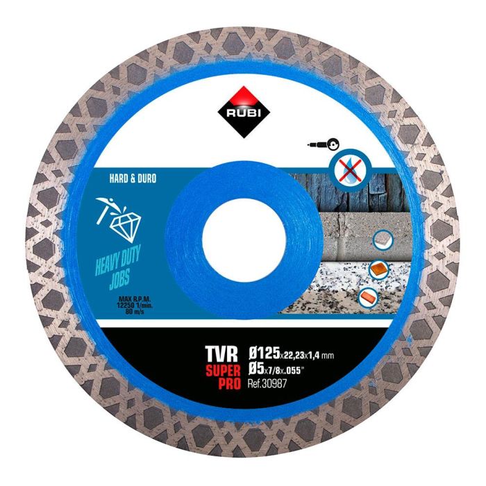 Rubi Disco diamantado tvr Ø125mm superpro r30987 para granito, clínker, refractarios, pizarra y gres 0 Rubi Disco diamantado tvr Ø125mm superpro r30987 para granito, clínker, refractarios, pizarra y gres 0