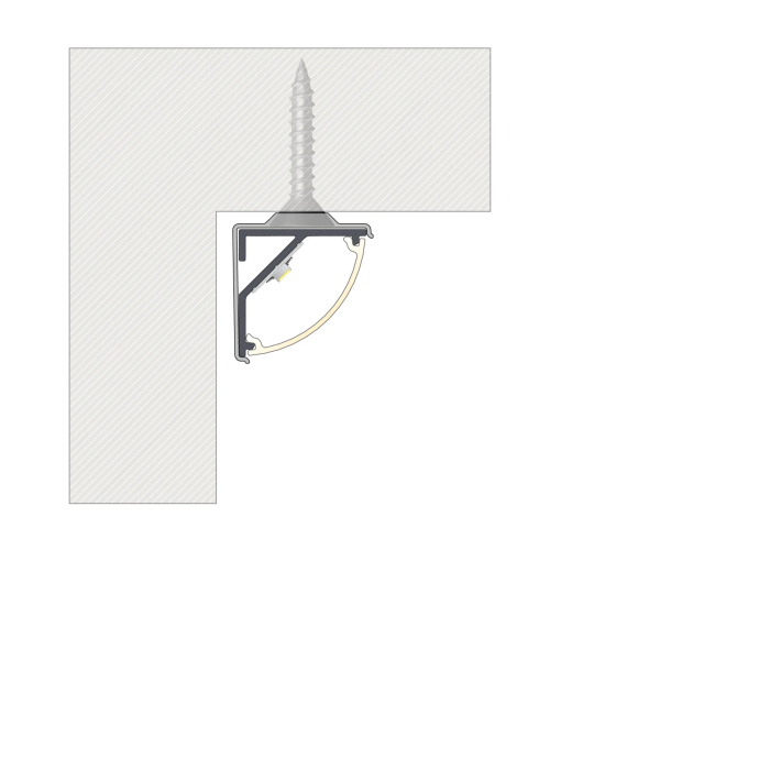 Perfíl Aluminio KIMERA-"ARRE" Anodizado Plata con Difusor Opal , Tapones y Clips Sujección 2,02M 2