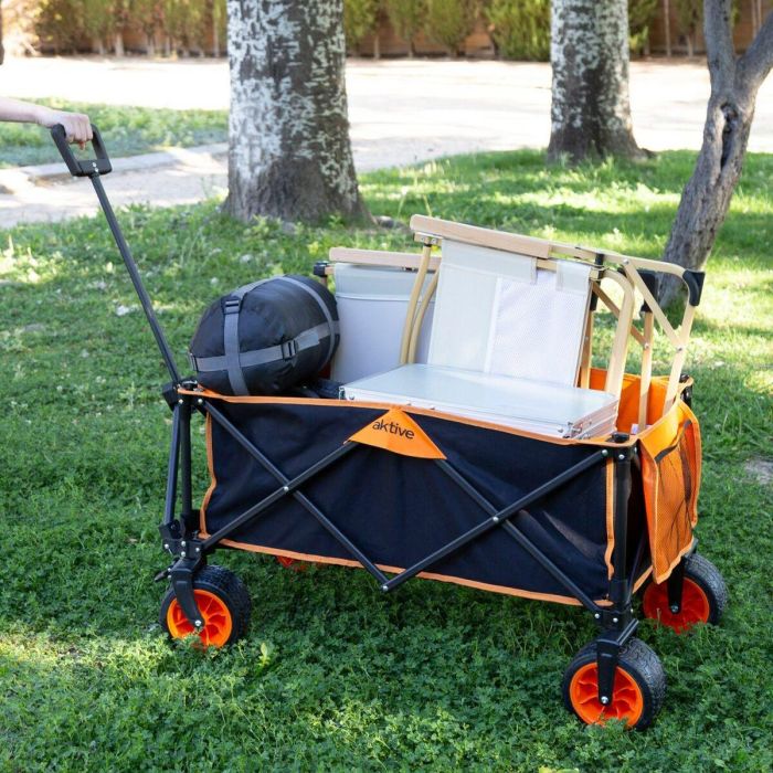 Carro Multiusos Aktive Naranja Poliéster PVC Acero 86 x 108 x 44 cm Plegable Playa 1 Carro Multiusos Aktive Naranja Poliéster PVC Acero 86 x 108 x 44 cm Plegable Playa 1