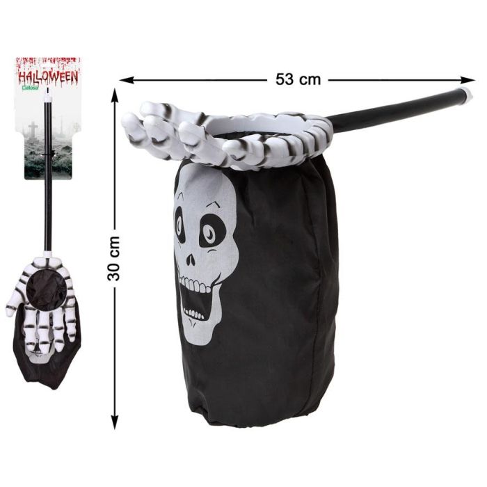 Bolsa Porta Caramelos Halloween Mano Calvera - Diseño Esqueleto y Calavera para Niños