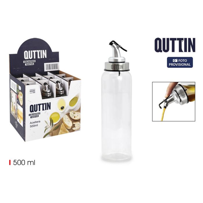 Aceitera de vidrio 500 ml con tapón Quttin - Inde (12 Unidades) Aceitera de vidrio 500 ml con tapón Quttin - Inde (12 Unidades)