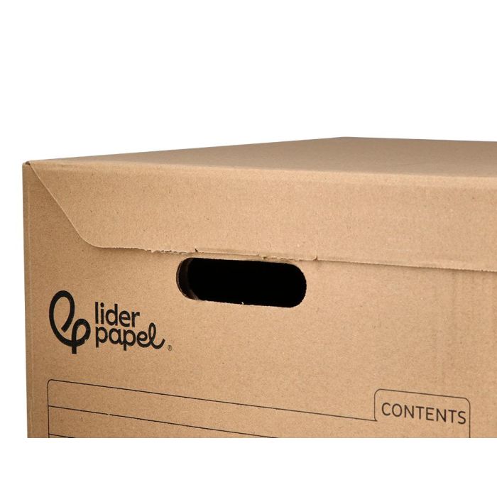 Cajon Contenedor Liderpapel Carton Manual Para 3 Cajas Archivo Def. Folio - 3 Archivadores A-Z 387x333x260 mm 4