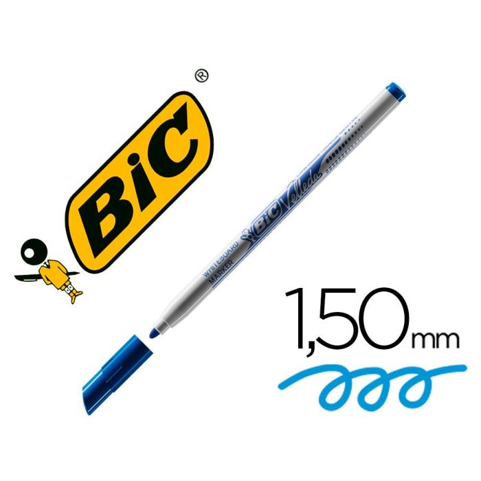 Rotulador Bic Velleda Fino Para Pizarra Azul Punta Redonda 1 mm 24 unidades