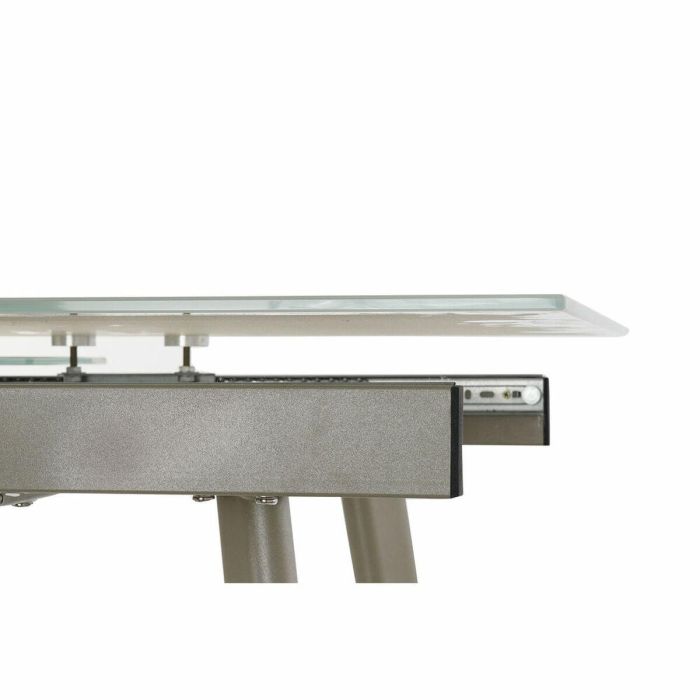 DKD Home Decor Mesa Comedor Extensible Glam de Cristal y Metal Dorado Blanco 140 x 80 x 76 cm 7