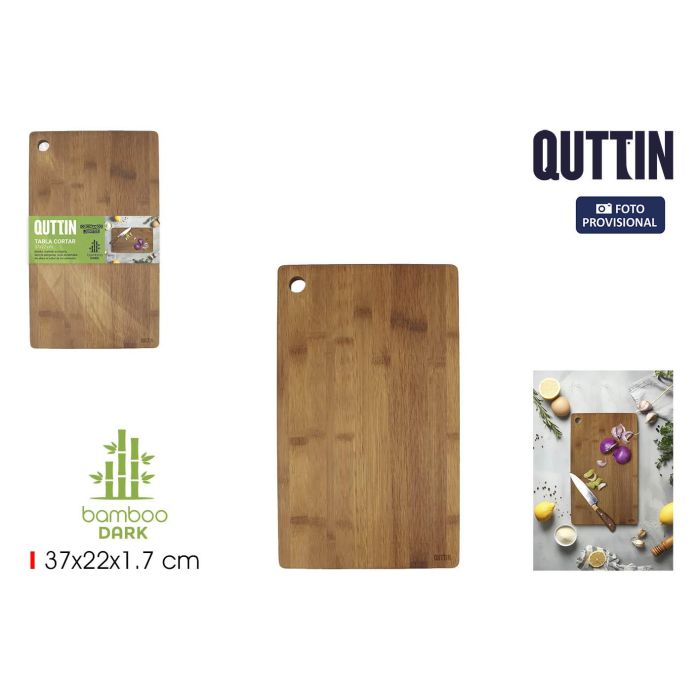 Quttin Tabla de Cortar Bambú Dark 37 x 22 cm para Cocina (18 Unidades)