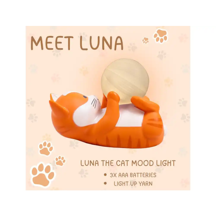 Wondee Lampara Luna The Cat, Luz de Ambiente Acogedora con Forma de Ovillo de Lana, 15.5 x 10 x 11.5 cm 2