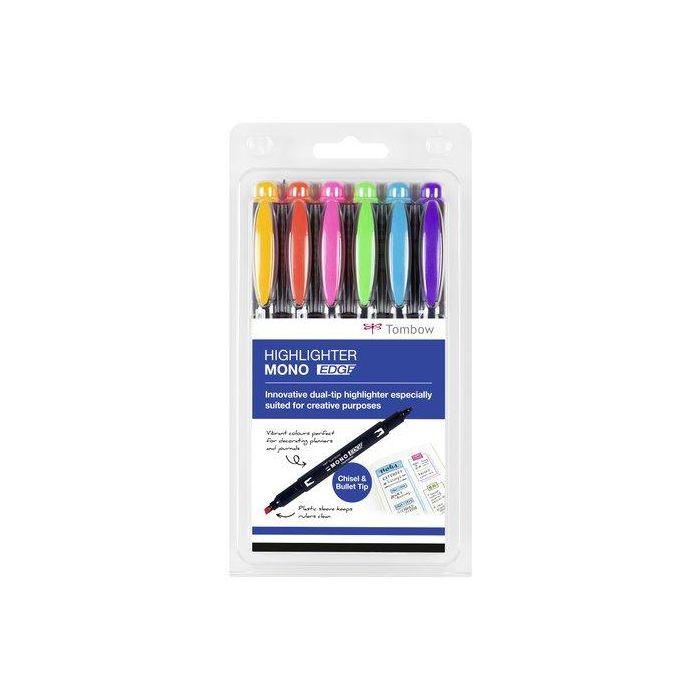 Marcador Fluor Tombow Mono Edge Doble Punta Surtido Estuche De 6