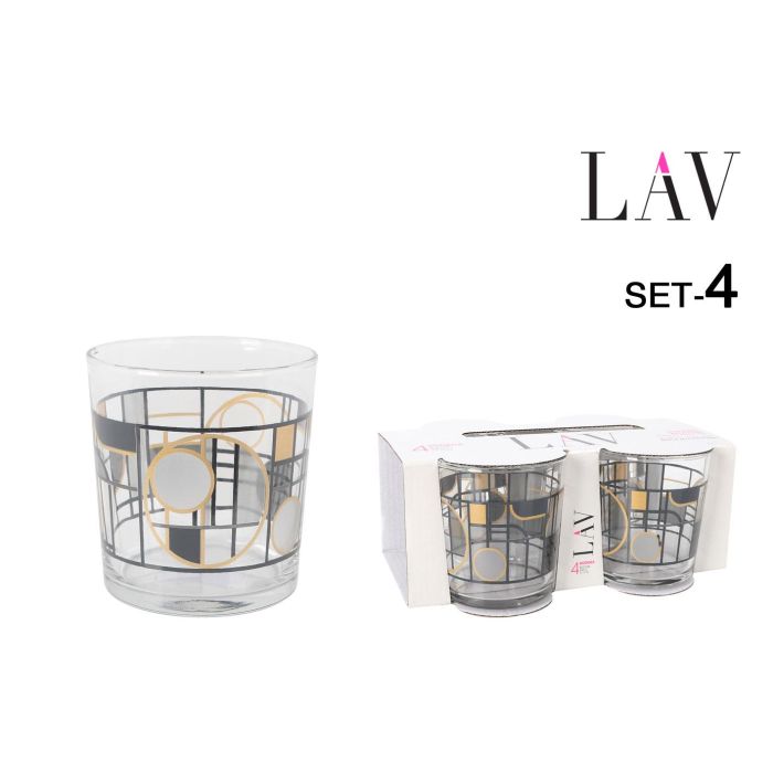 Set de 4 Vasos Pinta 340 cc Abstracto - LAV (6 Cajas) Set de 4 Vasos Pinta 340 cc Abstracto - LAV (6 Cajas)