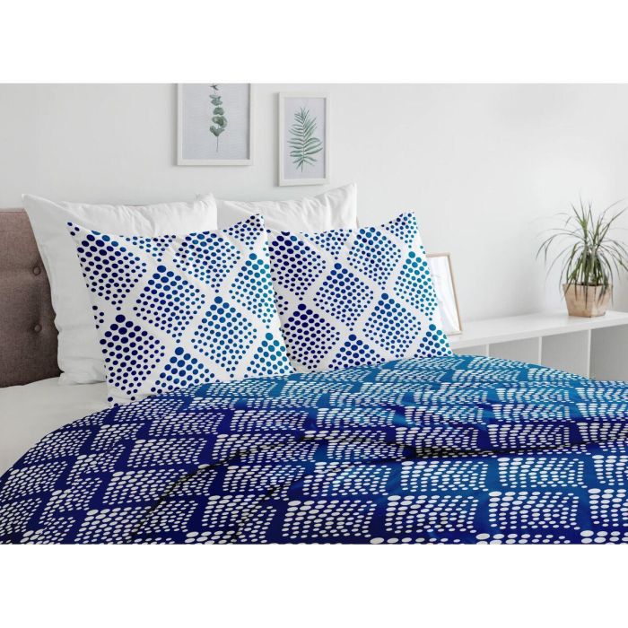 Juego nórdico 240x260 cm HOME LINGE PASSION FIBULA: Funda nórdica + 2 fundas de almohada - 100% Algodón 57 hilos - Azul 2