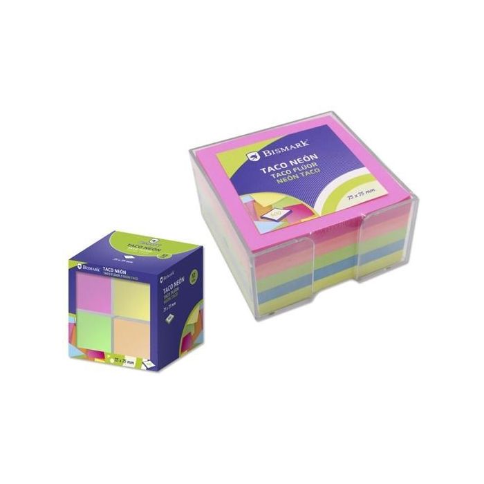 Bismark Taco De Notas 400H 75x75 Con Caja Colores Neón Bismark Taco De Notas 400H 75x75 Con Caja Colores Neón