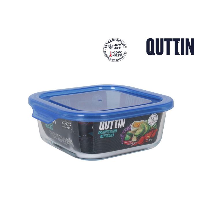 Quttin Fiambrera Cuadrada con Tapa Azul 16x16 cm (6 Unidades)