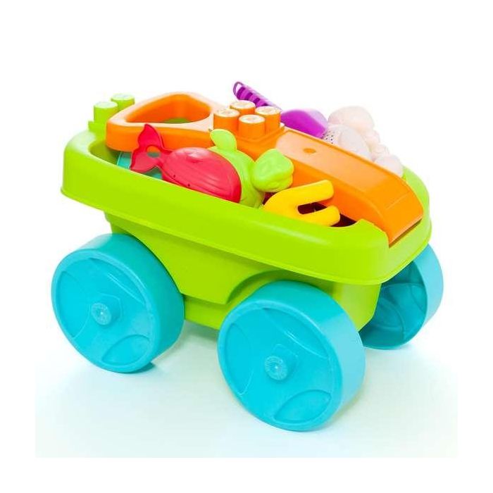 Carro playa con asa plegable y zona para construir. incluye accesorios de playa. incluye 6 piezas. 1 Carro playa con asa plegable y zona para construir. incluye accesorios de playa. incluye 6 piezas. 1