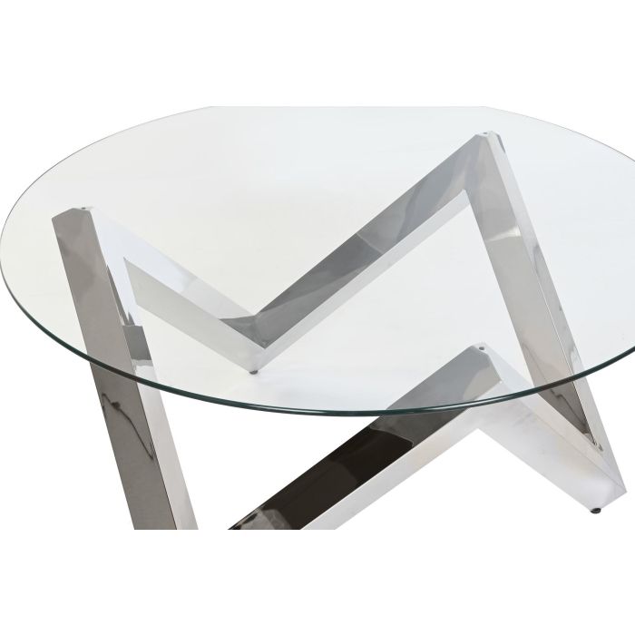 DKD Home Decor Mesa Centro Chic Plateado Transparente Acero Cristal templado 90 x 90 x 45 cm 1