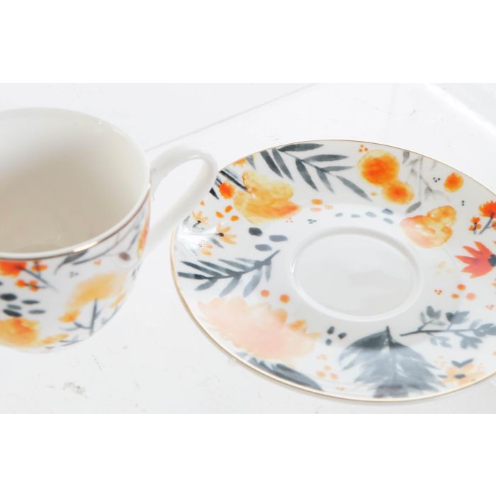 DKD Home Decor Taza Shabby de Porcelana Set de 2 Capacidad 90ml con Flores Multicolor y Azul, Apta Microondas y Lavavajillas 2 DKD Home Decor Taza Shabby de Porcelana Set de 2 Capacidad 90ml con Flores Multicolor y Azul, Apta Microondas y Lavavajillas 2