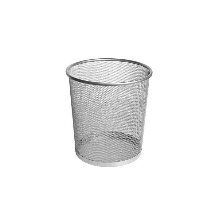 Papelera Metalica Forofis Malla Redonda Plateada