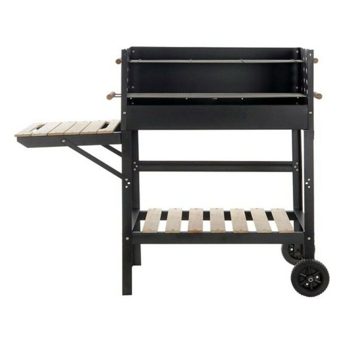 Barbacoa de Carbón con Ruedas DKD Home Decor Negro Natural Metal Acero 113 x 51 x 97 cm (113 x 51 x 97 cm) 2