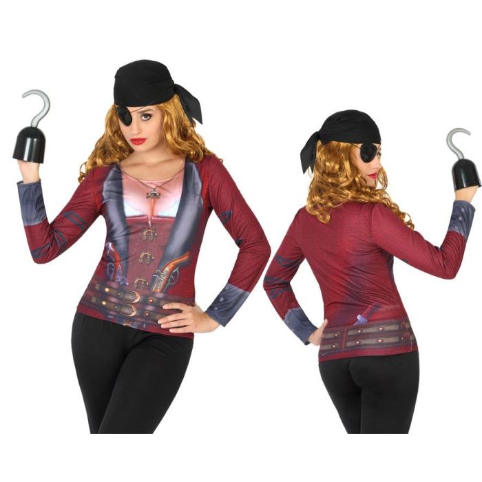 Camiseta Pirata Mujer Adulto con Impresión 3D - Disfraz Temático de Piratas Camiseta Pirata Mujer Adulto con Impresión 3D - Disfraz Temático de Piratas
