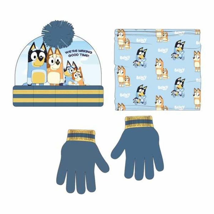 Conjunto 3 piezas bluey (gorro, braga cuello y guantes) 2/8 años Conjunto 3 piezas bluey (gorro, braga cuello y guantes) 2/8 años