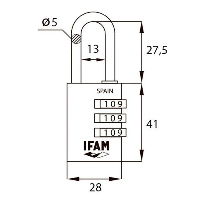 Ifam Candado Combi30 Rojo 30mm Arco Ø5mm 1000 Combinaciones
