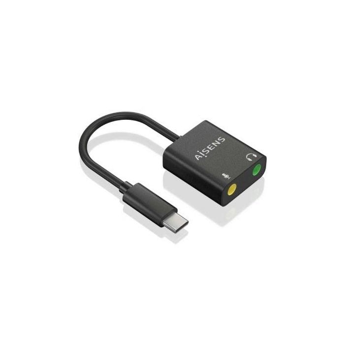 Aisens Conversor USB-C a Jack 3.5 Audio 48Khz, 2xJACK 3.5 Hembra, Negro, Plug and Play, 16/24 bits 1 Aisens Conversor USB-C a Jack 3.5 Audio 48Khz, 2xJACK 3.5 Hembra, Negro, Plug and Play, 16/24 bits 1