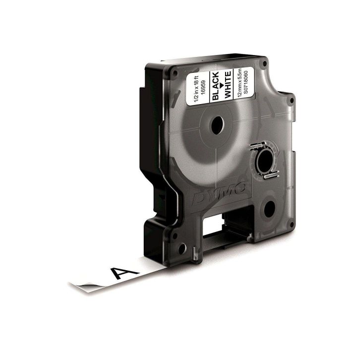 Dymo Cinta de Poliéster Permanente D1 16959, Negro sobre Blanco, 12 mm x 5.5 mm
