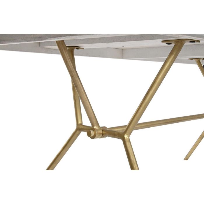 Mesa de Comedor DKD Home Decor Gris Dorado Blanco Latón Madera de mango (180 x 90 x 76 cm) 1