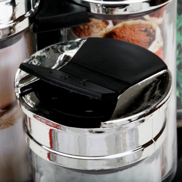 Cook Concept Especiero con 8 Botes de Vidrio y Tapas de Doble Dosificado, Base Negra, Giratorio 19x20 cm 2 Cook Concept Especiero con 8 Botes de Vidrio y Tapas de Doble Dosificado, Base Negra, Giratorio 19x20 cm 2