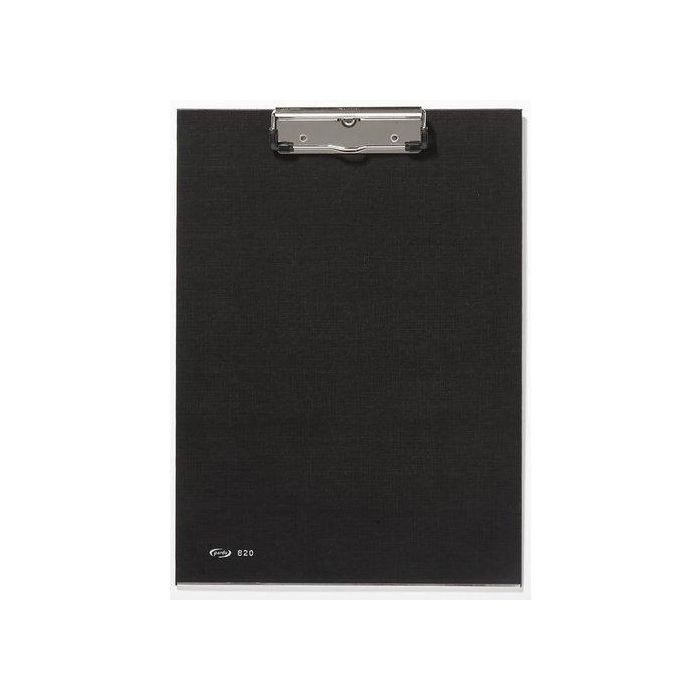 Pardo Portanotas Folio de Cartón Forrado PVC con Pinza Metálica Negro