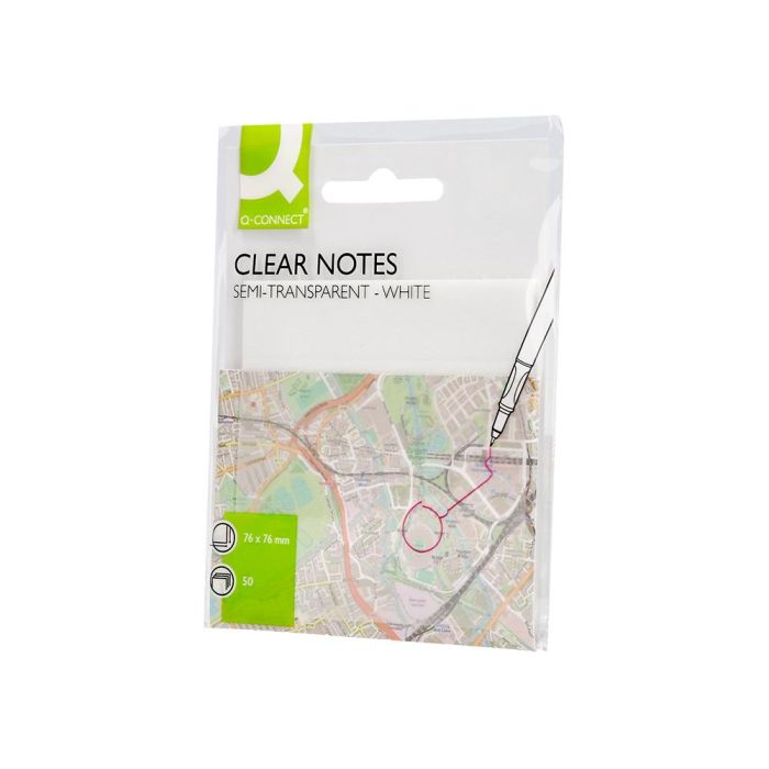 Bloc De Notas Adhesivas Quita Y Pon Q-Connect 76x76 mm Removible Plastico Translucido Blanco 50 Hojas 6