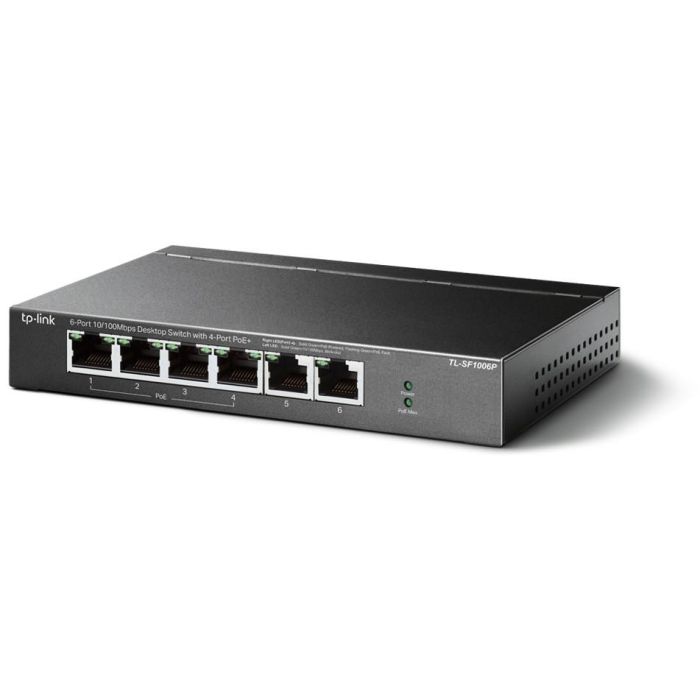 TP-Link TL-SF1006P Switch Ethernet 6 Puertos (4 PoE+) 10/100 Mbps, 67W Presupuesto PoE, Alcance 250m, Plug & Play 1 TP-Link TL-SF1006P Switch Ethernet 6 Puertos (4 PoE+) 10/100 Mbps, 67W Presupuesto PoE, Alcance 250m, Plug & Play 1