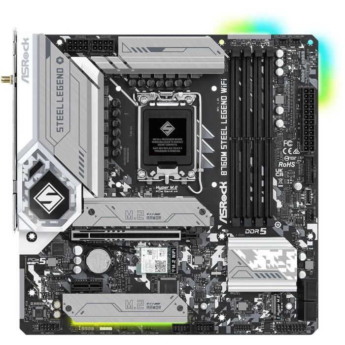 ASRock B760M Steel Legend WiFi 1700 DDR5 - Placa Base Intel LGA 1700, Micro ATX, WiFi 6E, Bluetooth 5.3 0 ASRock B760M Steel Legend WiFi 1700 DDR5 - Placa Base Intel LGA 1700, Micro ATX, WiFi 6E, Bluetooth 5.3 0
